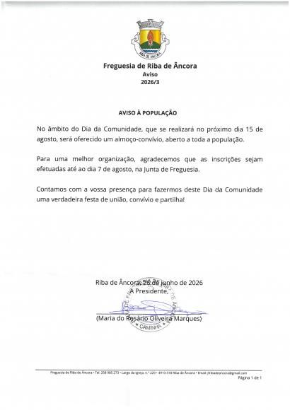 AVISO &Agrave; POPULA&Ccedil;&Atilde;O