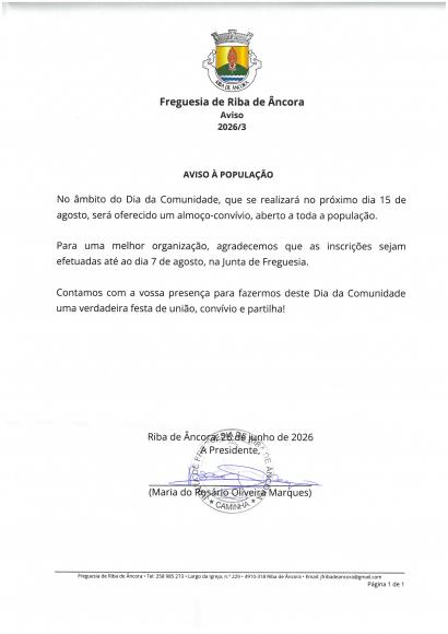 AVISO &Agrave; POPULA&Ccedil;&Atilde;O